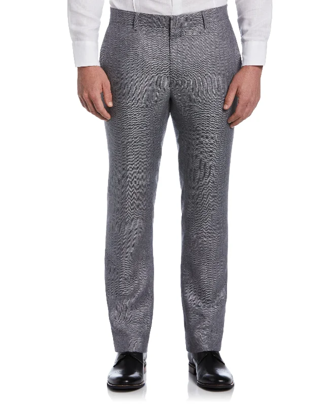 Casual Styles Flat Front Herringbone Linen Pant