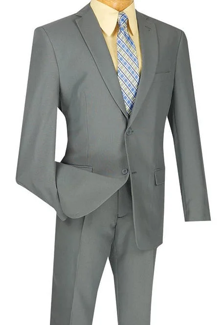 Sports Gear (42R) Gray Slim Fit Men's 2 Piece Business Suit 2 Button