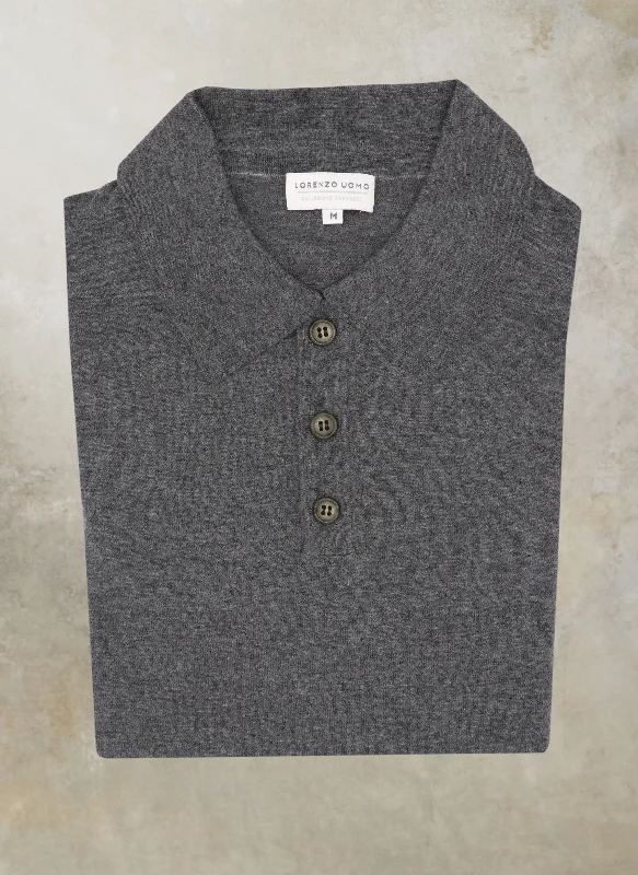 Outdoor Gear Men's Carrara Long Sleeve Cashmere Polo Shirt in Charcoal