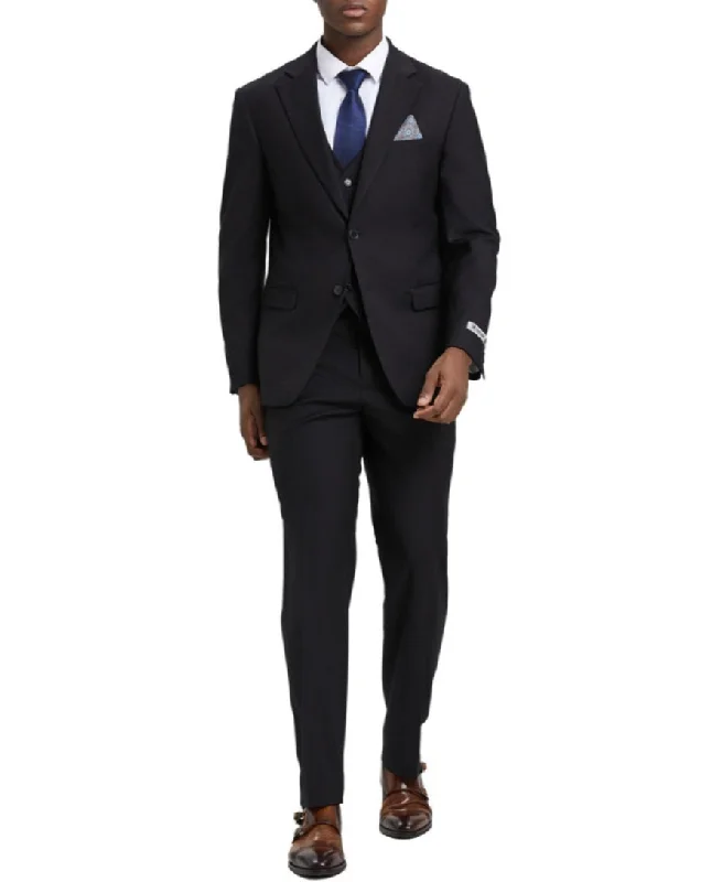 Lightweight Fabrics Stacy Adams - 3 Piece Hybrid Fit Suit in Black