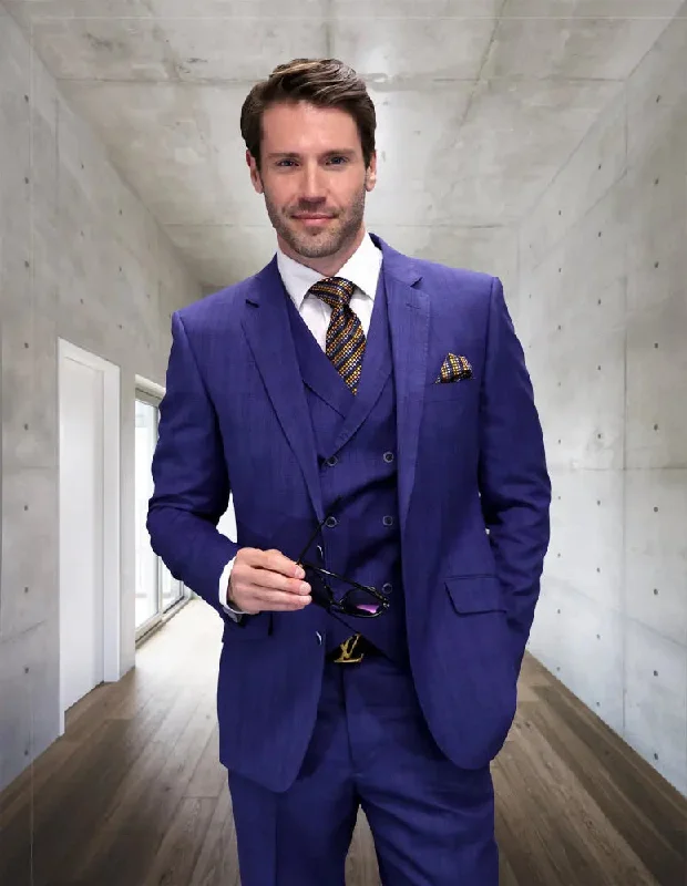Streetwear Clothing Statement Abano Sapphire Super 200's Italian Wool Vested Suit