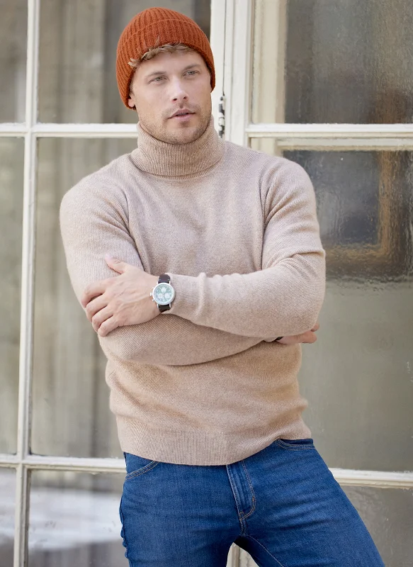 Relaxed Jackets Men's St. Moritz Turtleneck Sweater in Sand