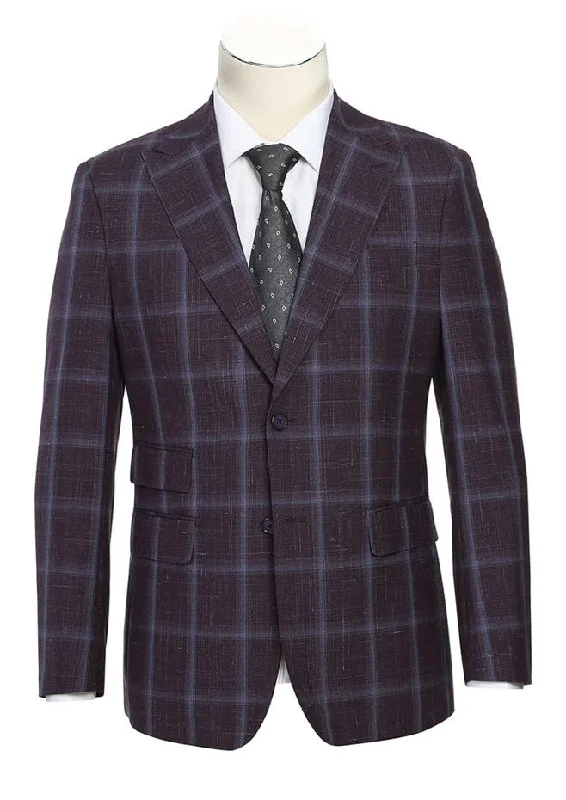 Summer Wear English Laundry 2-Piece Purple Window Pane Check Slim Fit Suit Wool Blend Summer Wear English Laundry 2-Piece Purple Window Pane Check Slim Fit Suit Wool Blend