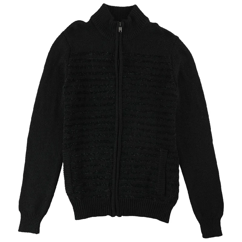 Travel Wardrobe Alfani Mens Chenille Knit Sweater, Black, Small