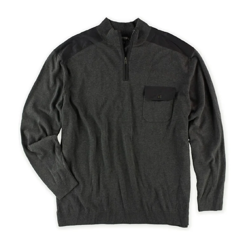 Bold Designs Alfani Mens 1/4 Zip Knit Sweater, Grey, Big 2X