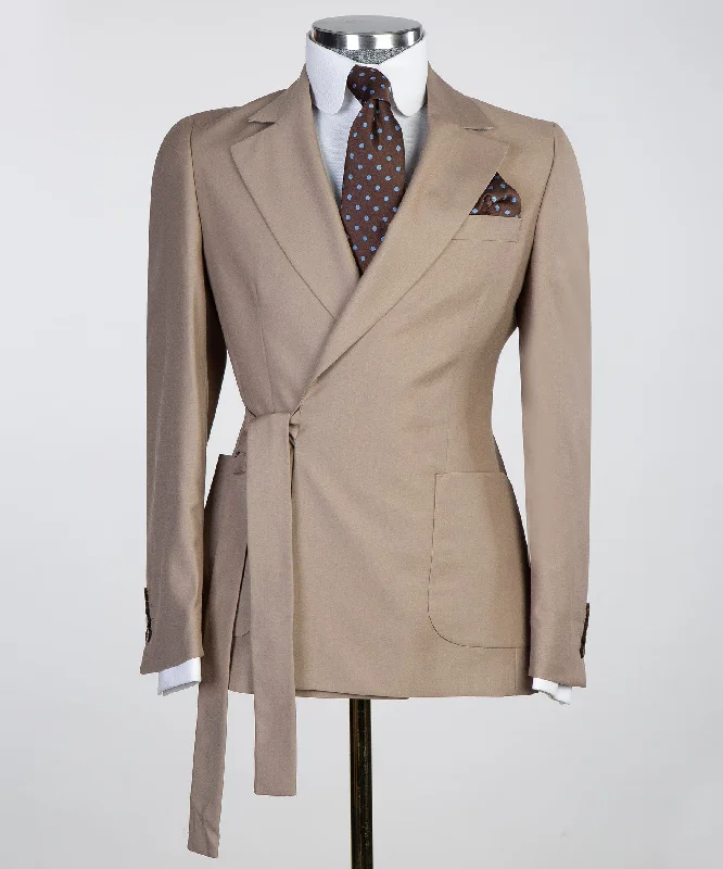 Everyday Jeans Belted Beige Suit