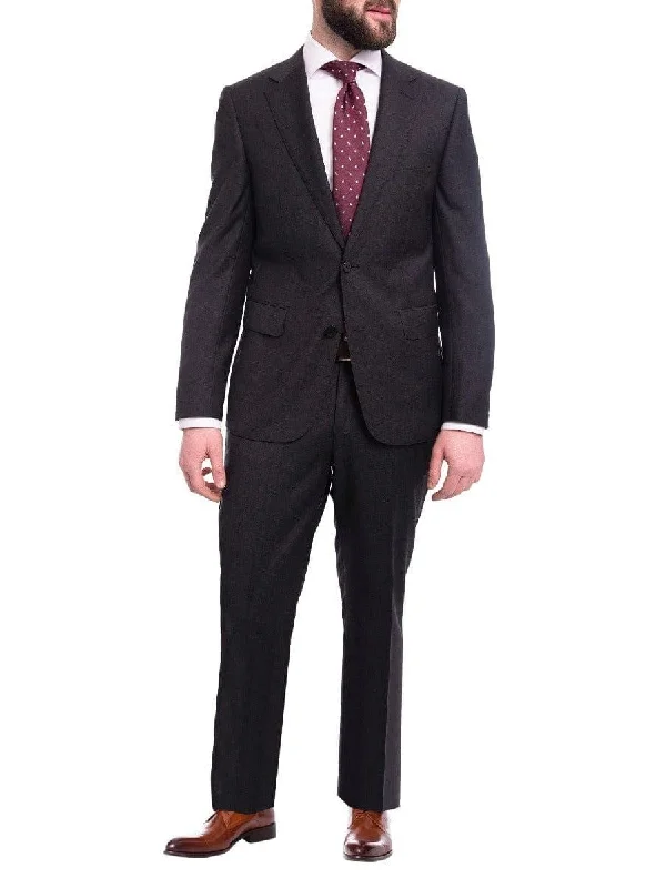 Relaxed Looks Napoli Modern Fit Solid Charcoal Gray Half Canvassed Wool Cashmere Blend Suit Relaxed Looks Napoli Modern Fit Solid Charcoal Gray Half Canvassed Wool Cashmere Blend Suit