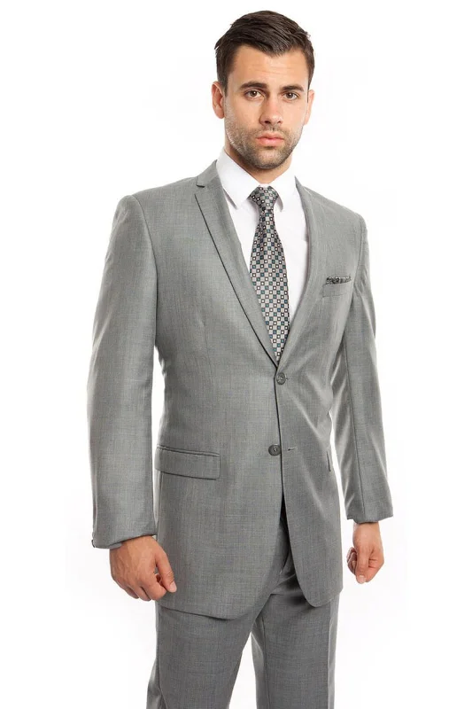 Soft Fabrics Mens Two Piece Ultra Slim Fit Sharkskin Suit - LA181SSA