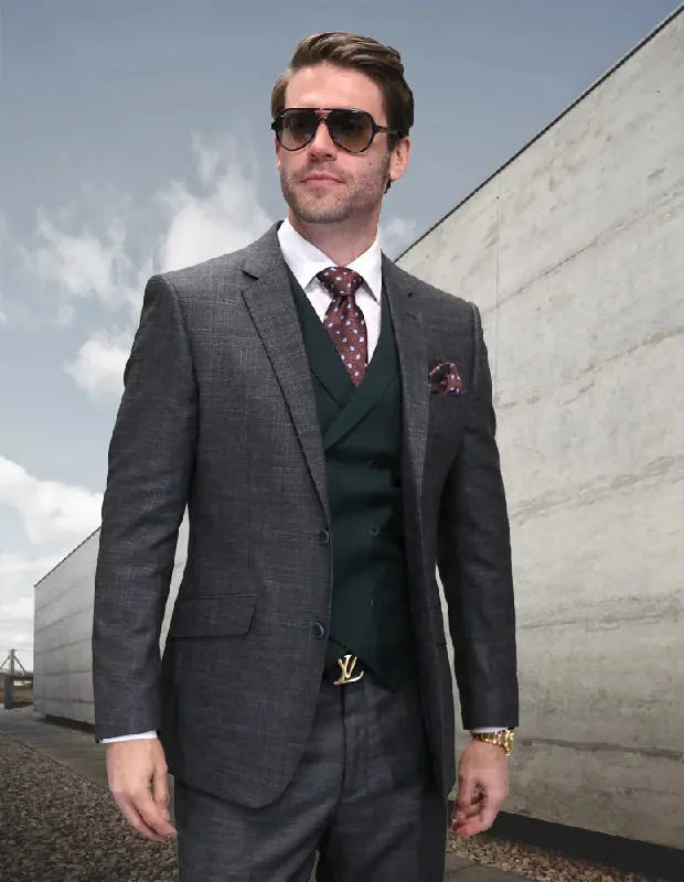 Fashionable Wear Statement Margetti Hunter Super 200's Italian Wool Vested Suit