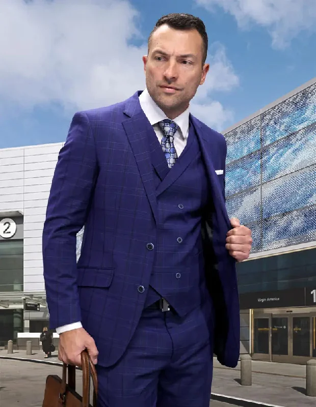 Layered Clothing Statement Gimano Cobalt Super 200's Italian Wool Vested Suit