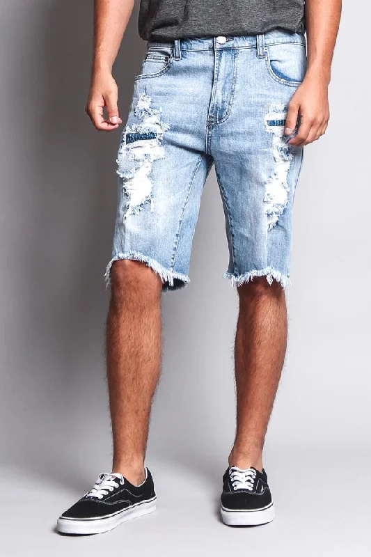 Fashionable Wear Men's Ripped Illusion Shorts