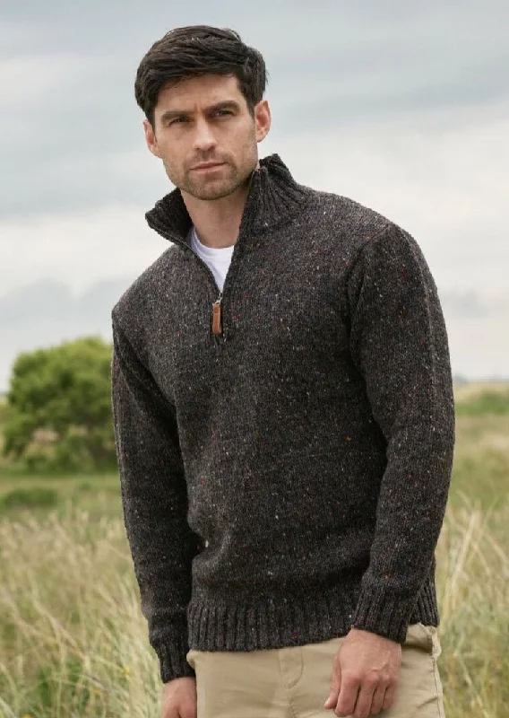 Stylish Jeans Donegal Wool Mens Half Zip Sweater | Graphite