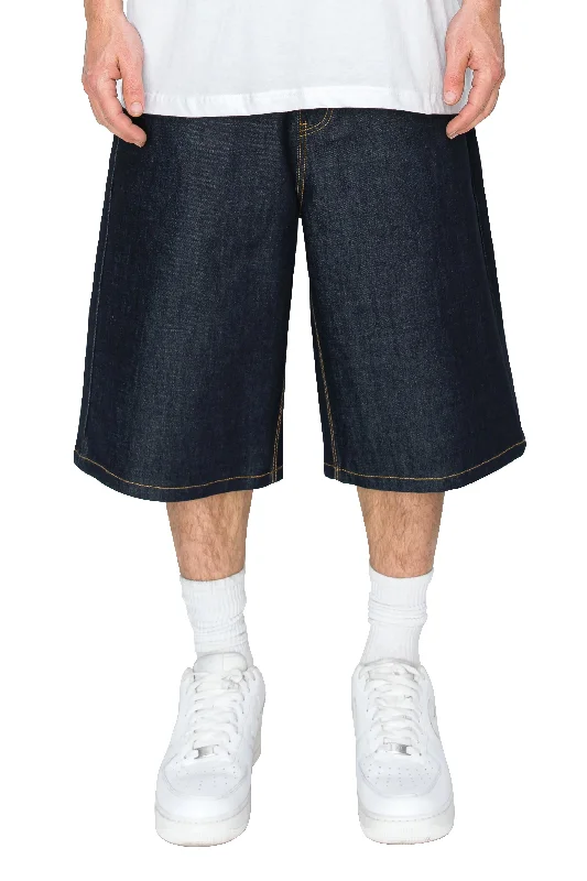 Sleek Tops Men's Baggy Fit Raw Denim Shorts