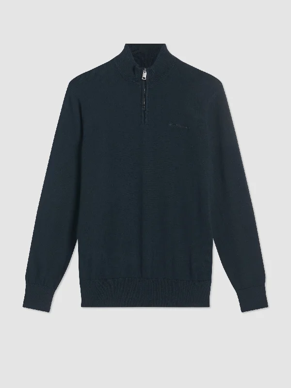 Bold Outfits Merino Knit Half-Zip Sweater - Black