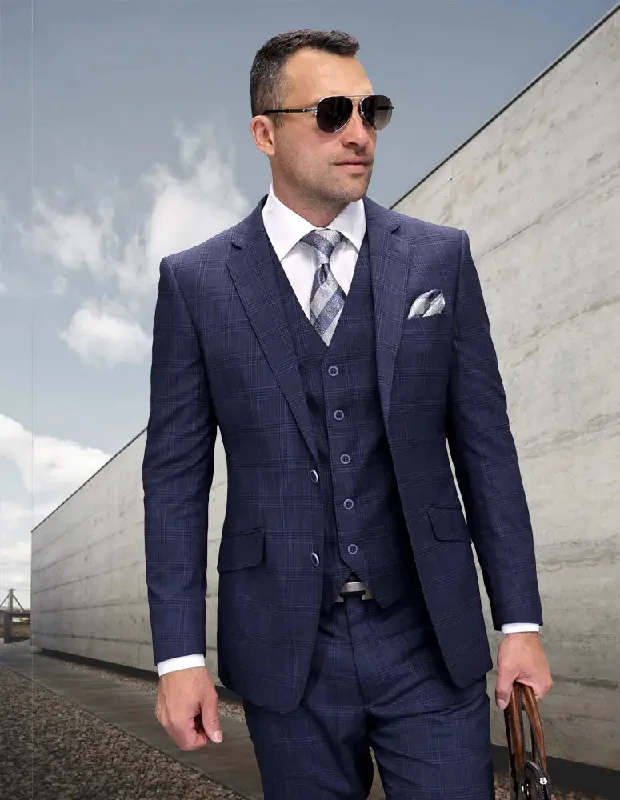 Functional Wear Statement Cornari Navy Super 200's Italian Wool Vested Suit