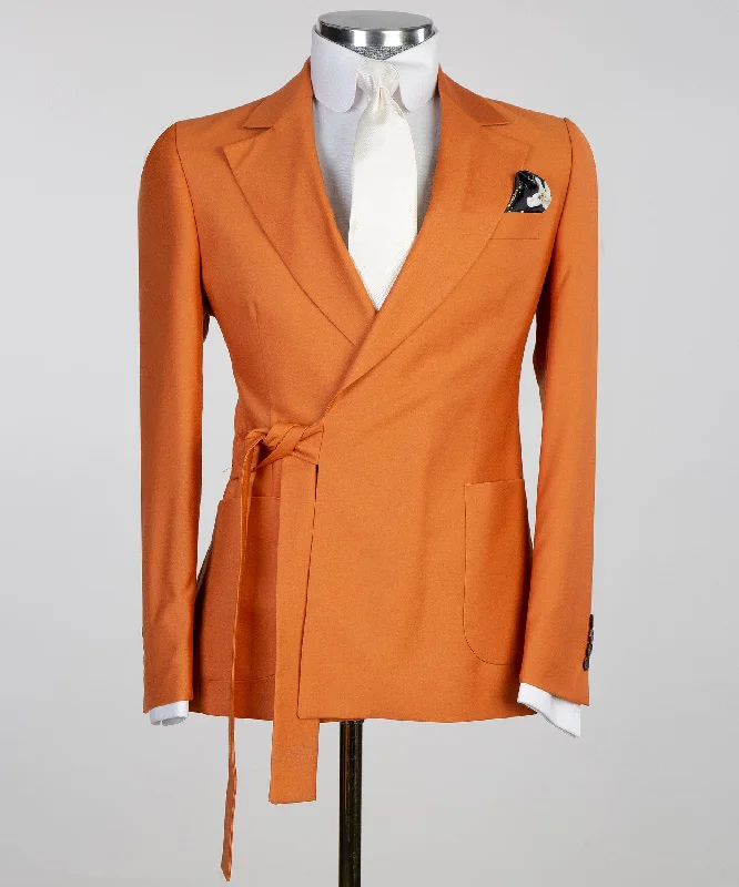 Trendy Apparel Orange Belted Suit