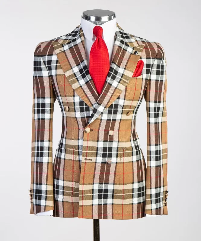 Smart Casual Wear Plaid Suit