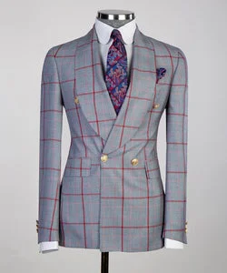 Urban Gear Grey Plaid Double-Breasted Suit