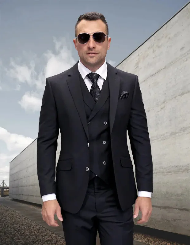 Urban Looks Statement Atrani Charcoal Super 200's Italian Wool Vested Suit