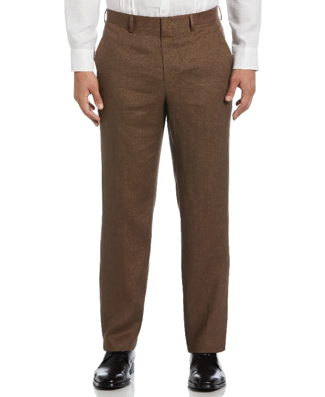 Classic Designs 100% Linen Solid Flat Front Pant