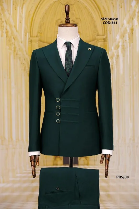 Comfortable Fits Dark Green 3 Piece Suit For Men