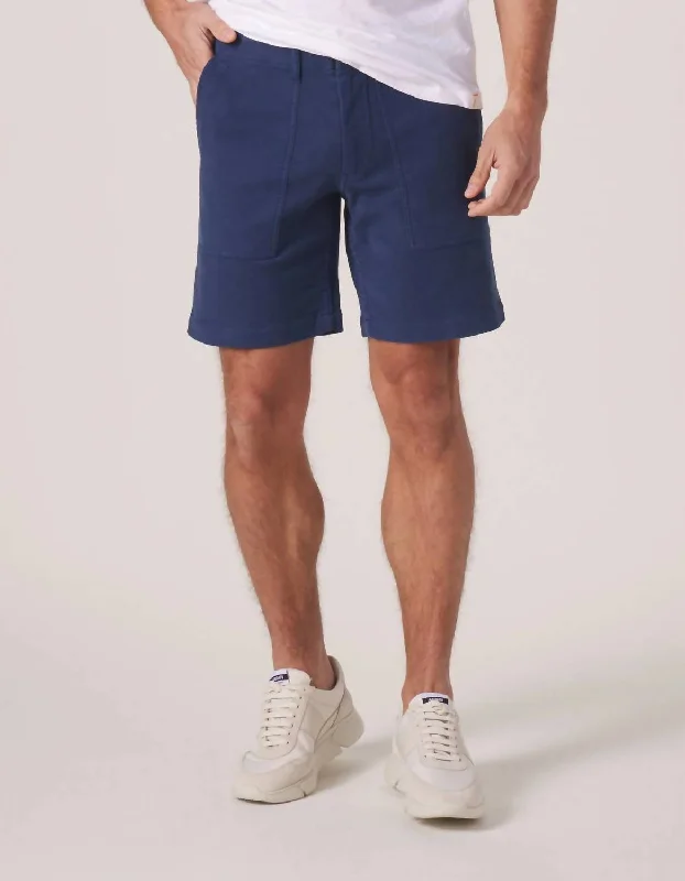Simple Styles Tailored Terry Utility Short In Dark Blue