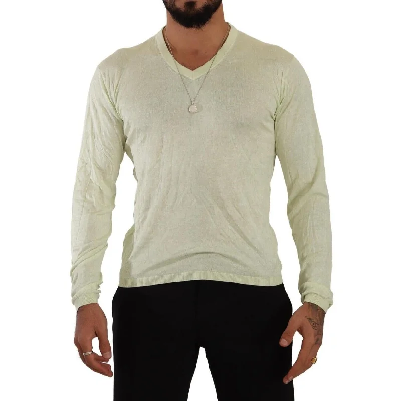 Athletic Tops Domenico Tagliente Elegant Silk V-Neck Pullover Men's Sweater