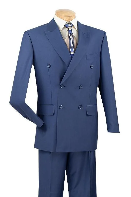 Cozy Jackets (36R, 40S, 58L) Regular Fit Double Breasted 2 Piece Blue Suit