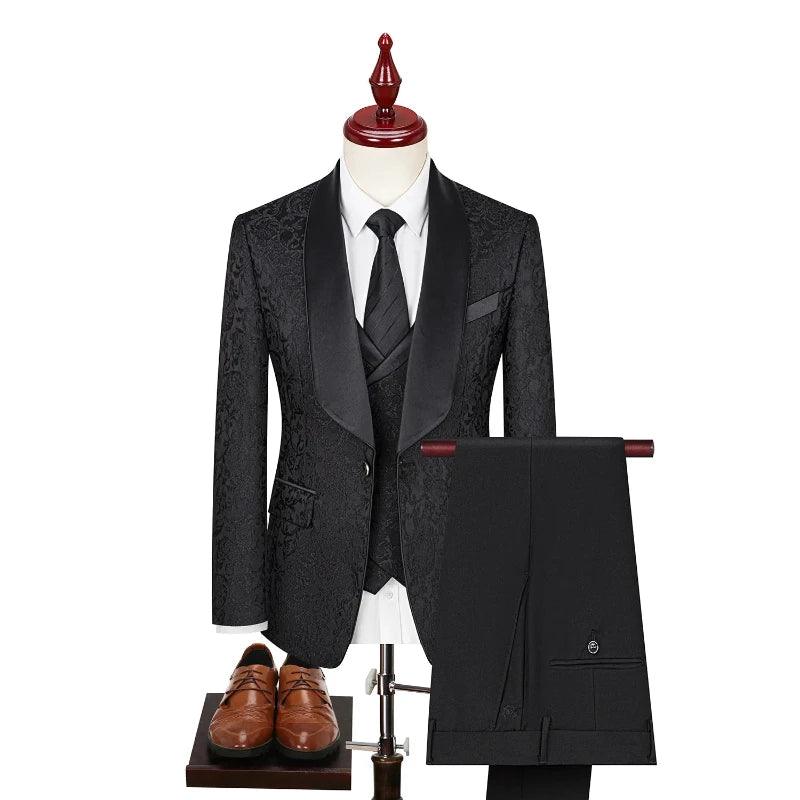 Casual Shirts New Men Suit Sets Evening Banquet Luxury Jacquard Outfits