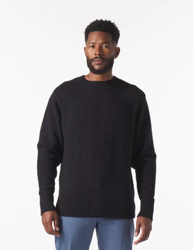 Smart Tops Knit Up Crew Neck Sweater: Black