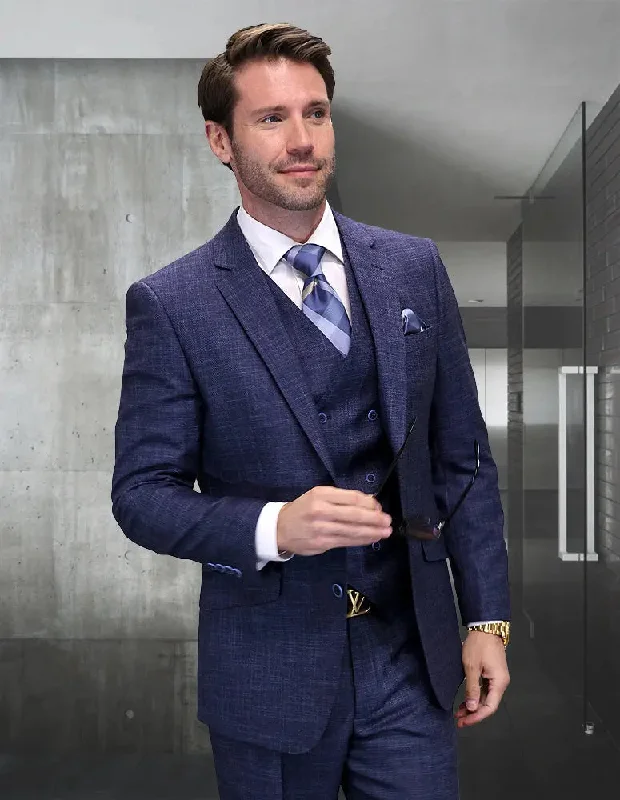 Trendy Pants Statement Carneli Midnight Super 200's Italian Wool Vested Suit