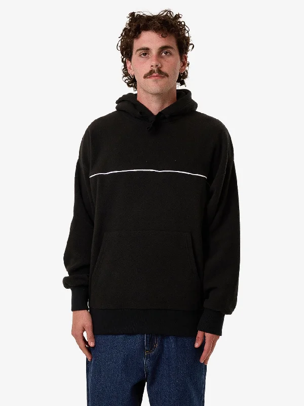 Fashionable Wear Hazed Slouch Hood Polar Fleece - Black