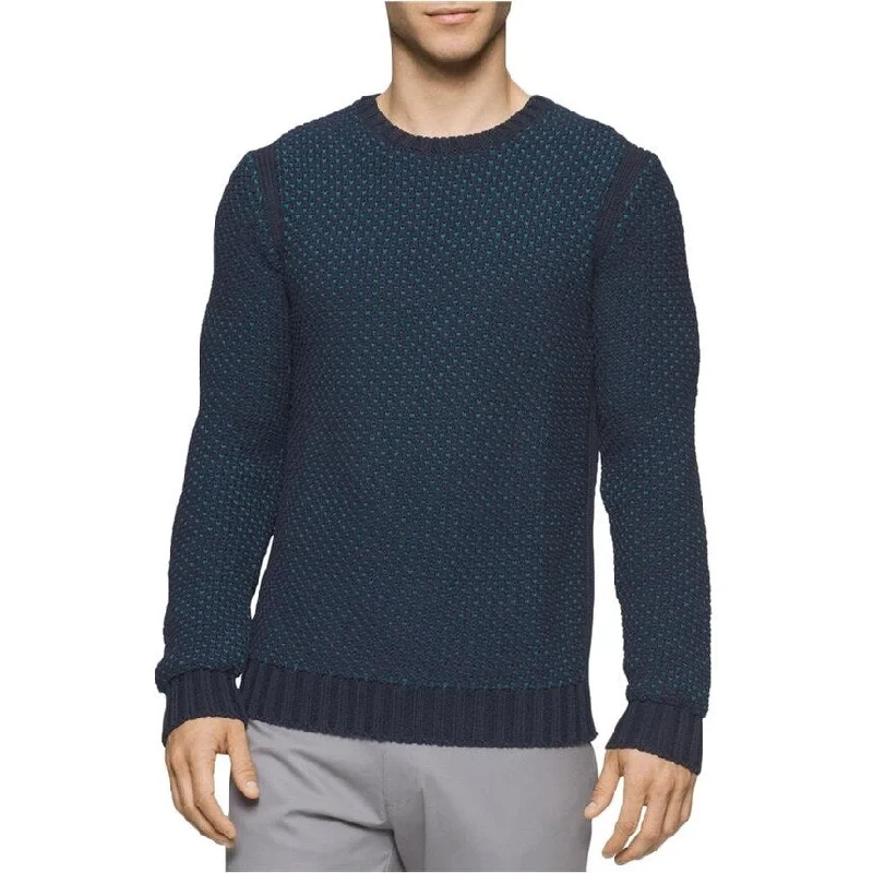 Casual Jackets Calvin Klein Mens Textured Knit Sweater, Blue, XX-Large
