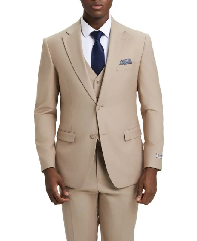 Athletic Tops Stacy Adams - 3 Piece Hybrid Fit Suit in Tan