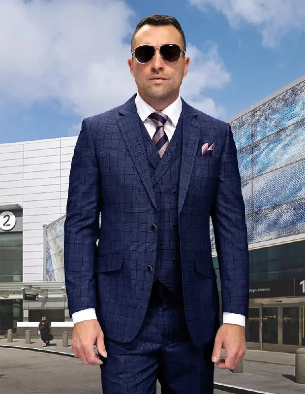 Smart Casual Wear Statement Atrani Sapphire Super 200's Italian Wool Vested Suit