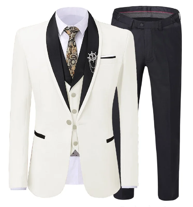 Summer Trends Men's 3 Pieces Formal Suit Flat Notch Lapel Tuxedos (Blazer+vest+Pants)