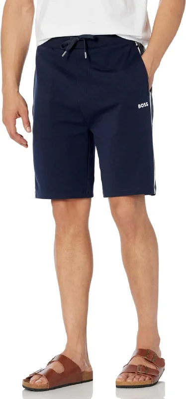 Summer Trends Hugo Boss Men's Embroidered Logo Cotton Blend Shorts, Navy