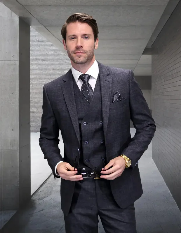 Sports Gear Statement Carneli Charcoal Super 200's Italian Wool Vested Suit
