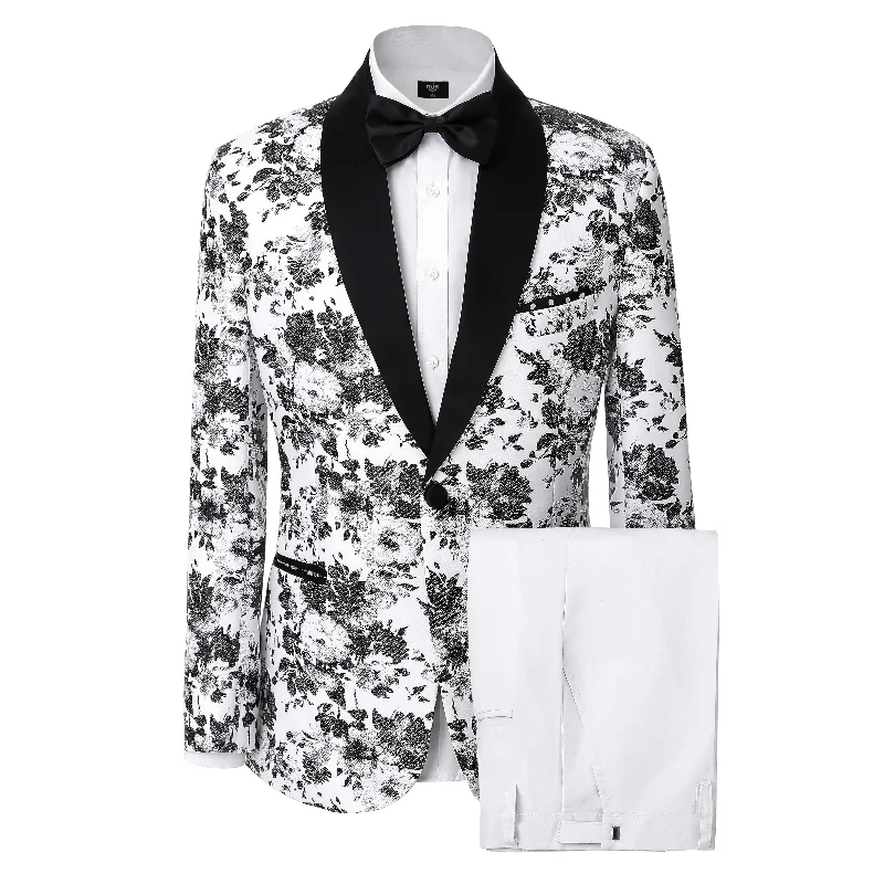 Casual Shirts Men's 2 Pieces Patterned Fashion Peak Lapel Floral Tuxedos And Wedding(Blazer+Pants) Casual Shirts Men's 2 Pieces Patterned Fashion Peak Lapel Floral Tuxedos And Wedding(Blazer+Pants)