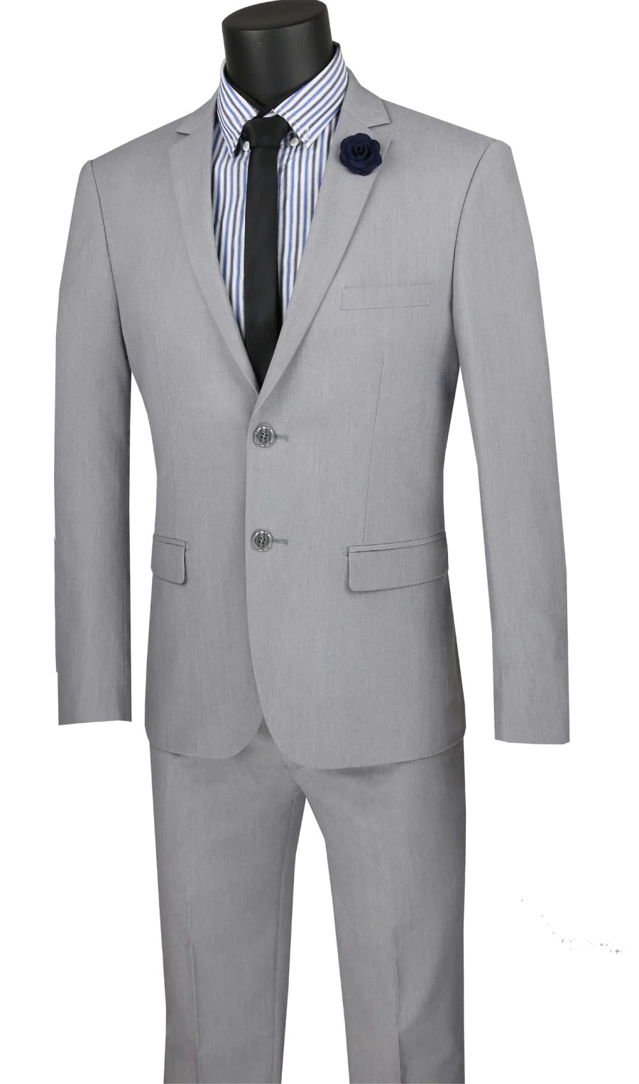 Urban Tees Ultra Slim Fit 2 Piece Suit Stretch Fabric in Solid Gray