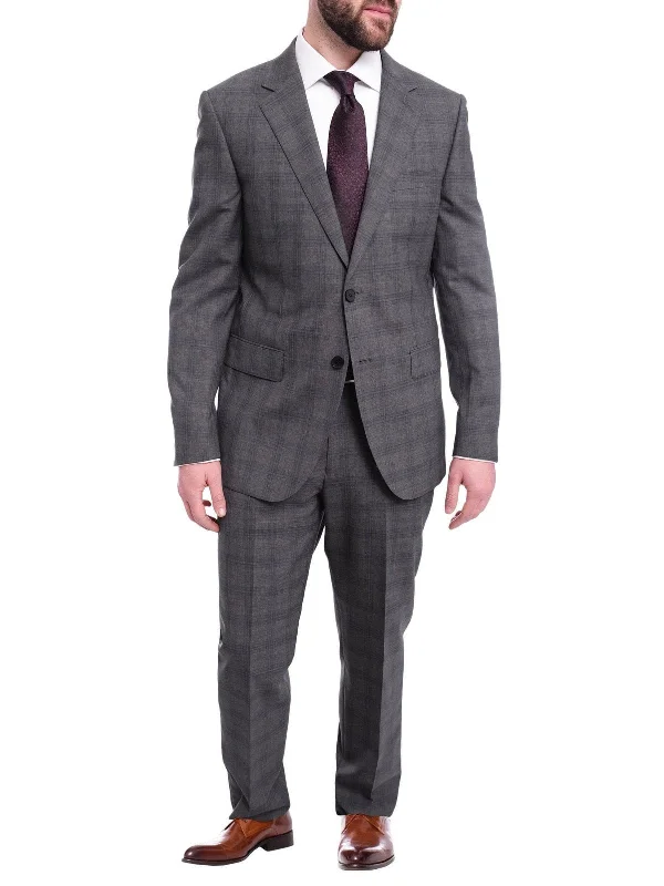 Lightweight Jackets Napoli Slim Fit Gray & Blue Plaid Two Button Half Canvassed Wool Suit Lightweight Jackets Napoli Slim Fit Gray & Blue Plaid Two Button Half Canvassed Wool Suit
