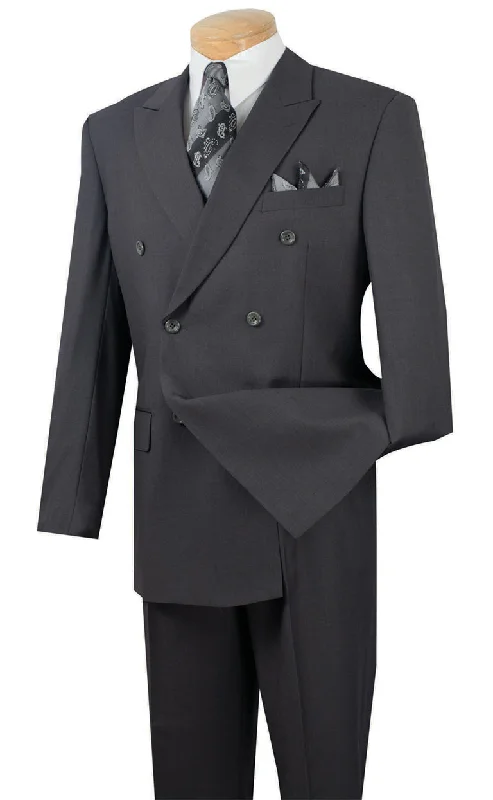 Elegant Outfits (36R) Double Breasted 2 Piece Suit Regular Fit in Dark Heather Gray Elegant Outfits (36R) Double Breasted 2 Piece Suit Regular Fit in Dark Heather Gray