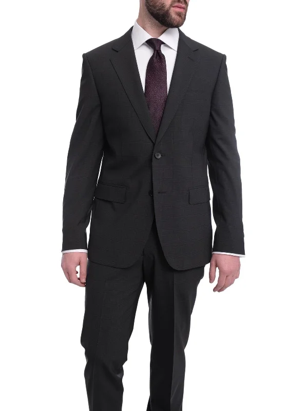 Modern Clothing Napoli Slim Fit Black Tonal Plaid Two Button Half Canvassed Wool Suit Modern Clothing Napoli Slim Fit Black Tonal Plaid Two Button Half Canvassed Wool Suit