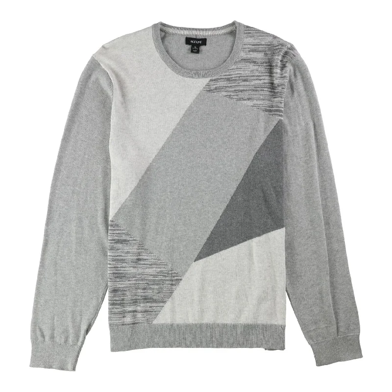 Casual Button-ups Alfani Mens Angled Colorblocked Pullover Sweater, Grey, XX-Large