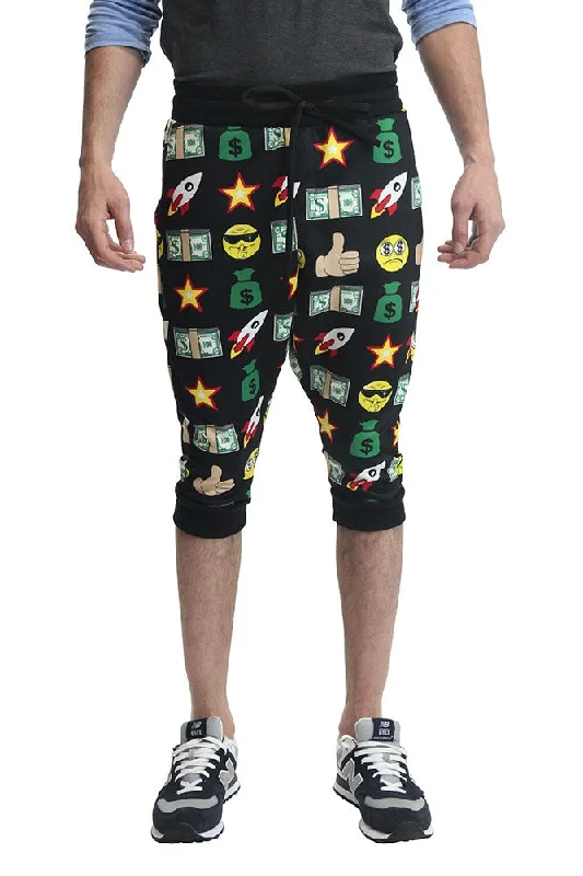 Casual Shoes Emoji Print French Terry Jogger Shorts