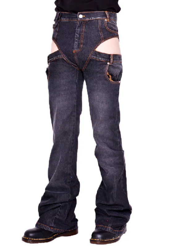 Fashion Bottoms EGONLAB. DN004B STONEWASH PANTASLIP DENIM JEANS BLACK