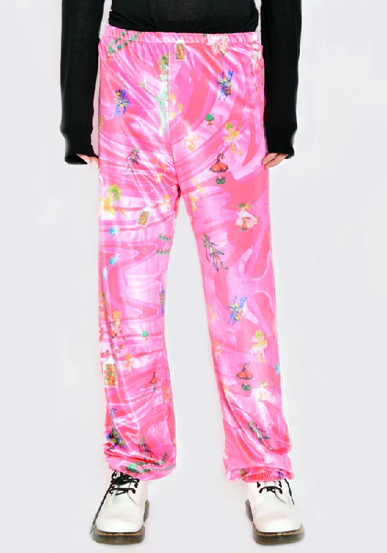Layered Outfits LIBERAL YOUTH MINISTRY LYM01P104 MENS VELVET PANTS PINK FAIRY