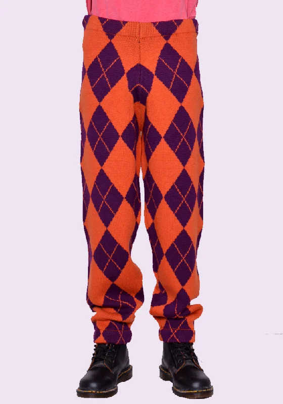 Outdoor Gear LIBERAL YOUTH MINISTRY LYM04P031 ARLEQUIN KNITTED PANTS PURPLE/ORANGE