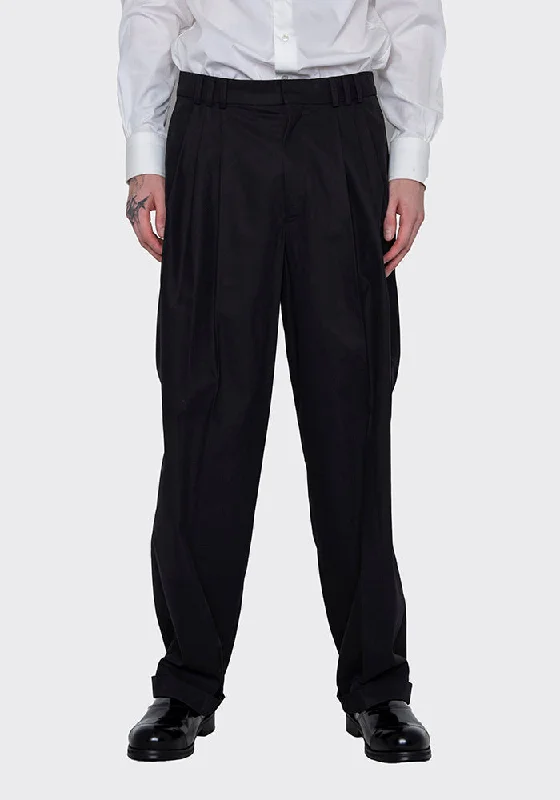 Fashionable Wear LU'U DAN MP006_FT 80'S FLUID TAILORING HIGH WAISTED PANTS BLACK