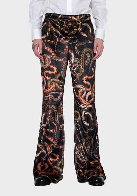 Premium Wardrobe LU'U DAN MP020_V 70'S VELVET BELLBOTTOM TROUSERS SNAKE PRINT